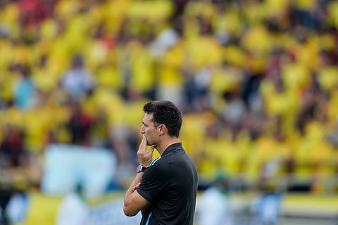 2026 FIFA World Cup Qualifying, Colombia vs Argentina: Argentina's coach Lionel Scaloni stands on the sidelines 